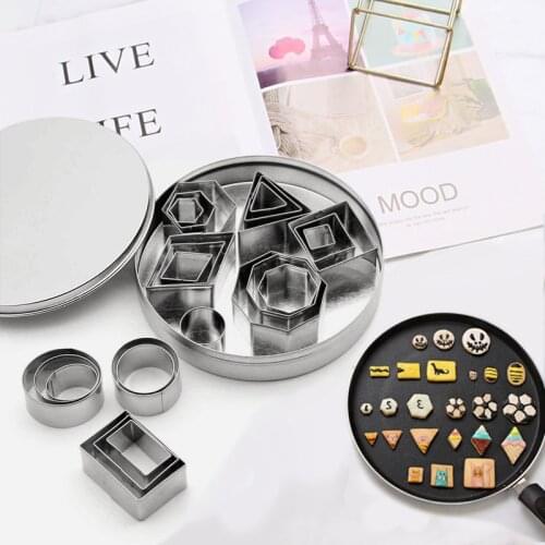 2-4cm 24pcs/lot Stainless Steel Geometry Round Square Clay Cutter Designer DIY Ceramic Pottery Polymer Clay Craft Cutting Mold