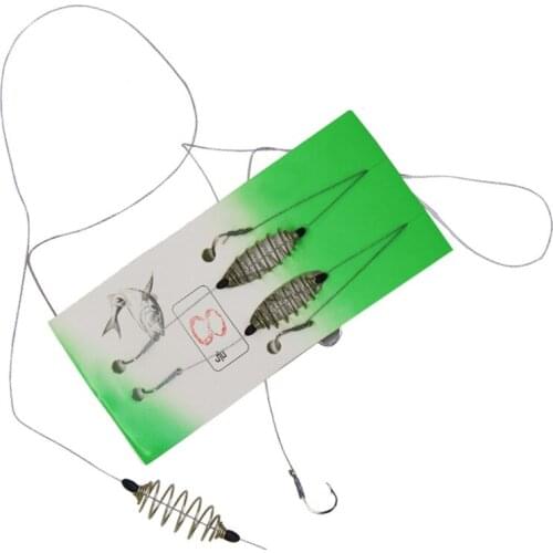 2 pcs/set Fishing Hook Inline Hanging Tackle Fishing Bait Stainless Steel Feeder Fishhook Floating Fishing Big Head Fish Hook