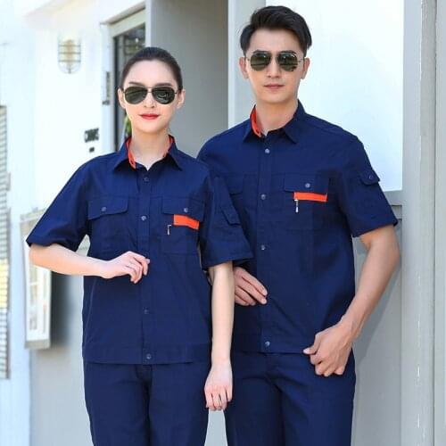 2021 Summer Work Clothing Jacket Pants Short Sleeves Wear-Resistant Breathable Uniforms Auto Repair Mechanical Worker Coveralls