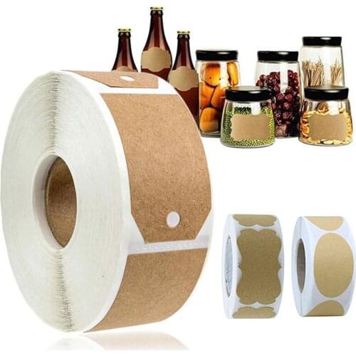 300Pcs Natural Blank Label Stickers Gift Bottle Food Jar LabeL Kraft Tags Self-adhesive Stickers Candle Glass Bottle Stickr