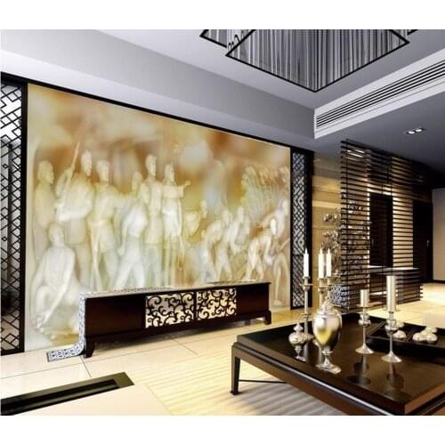 3d murals wallpaper for living room Jade TV backdrop relief figures room modern wallpaper Home Decoration