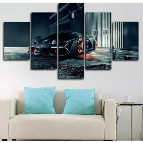 HD Printed 5 Pcs Canvas Art Wall Decor Framed Lamborghini Terzo Millennio Super Car Wall Art Pictures Home Decor Print Painting
