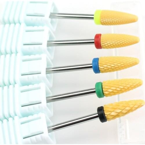 5 Type Yellow Ceramic Nail Drill Milling Cutter For Manicure Dead Skin Remover Nail Bits Rotary Burr Electric Machine Art Tools