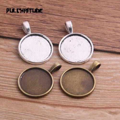 6pcs 18/20/25/30mm Inner Size Two Color Metal Alloy Simple Round Cabochon Pendant Setting Jewelry Findings P6782