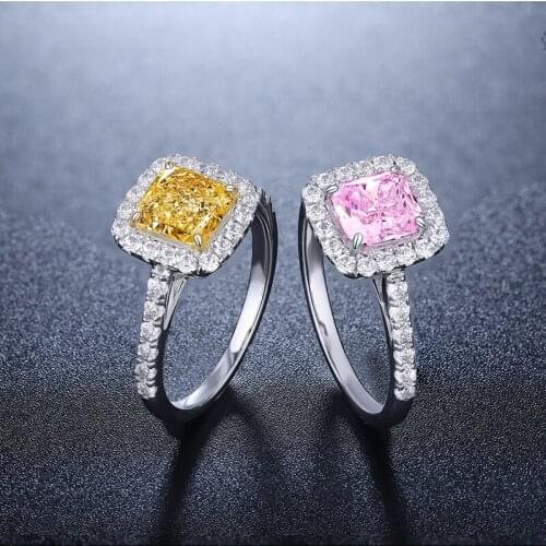 Pirmiana Fashion Jewelry S925 Sterling Silver Ring of 1.0ct Simulated Fancy Diamond