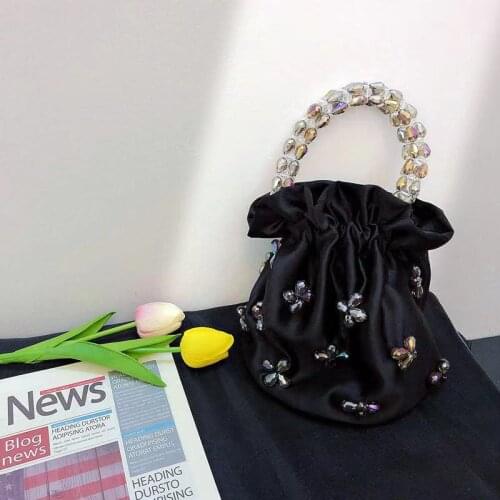 Shiny Crystal Beaded Handbags Women 2021New Luxury Hand Woven Beading Silk Small Evening Clutch Bags Chic Purses Palace Style