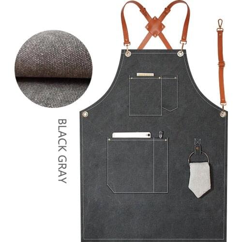 Canvas denim apron, cafe, milk tea shop, catering, custom logo of work clothes