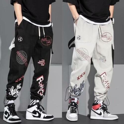 Hip Hop Fashion Pants Japanese Streetwear Pants Graphic High Street Sweatpants Men Spring Long Black Pants Stylish Clothing 2021