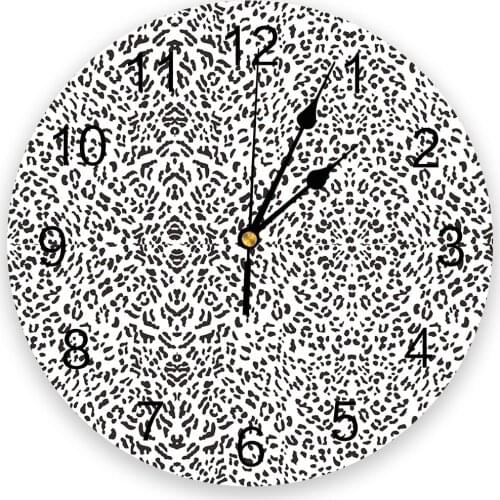Black And White Animal Leopard Print Print Wall Clock Wall Art Silent Non ticking Round Wall Watch for Home Decortaion Best Gift