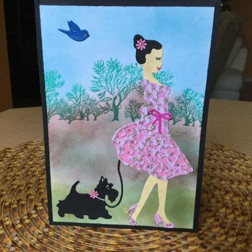 Girls Dog Metal Cutting Dies For Scrapbooking Card Album Decoration Diy Card Making Metal Dies Embossing Die Cut