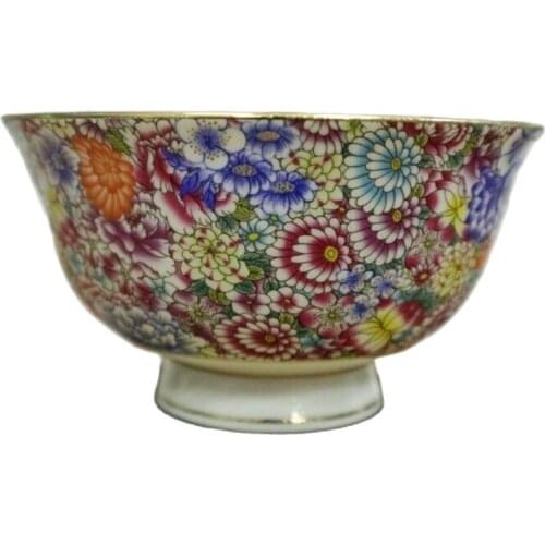 Chinese old porcelain outline in gold Wanhua Pastel pattern porcelain bowl Chinese meal bowl