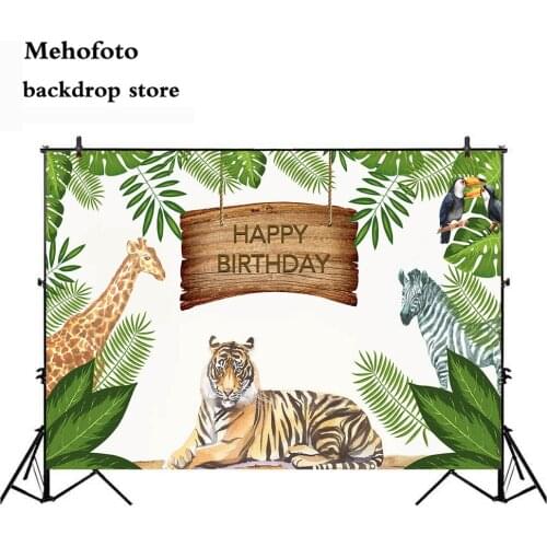 Neoback safari jungle party background for photography happy birthday party decoration banner newborn baby backdrops printed 463