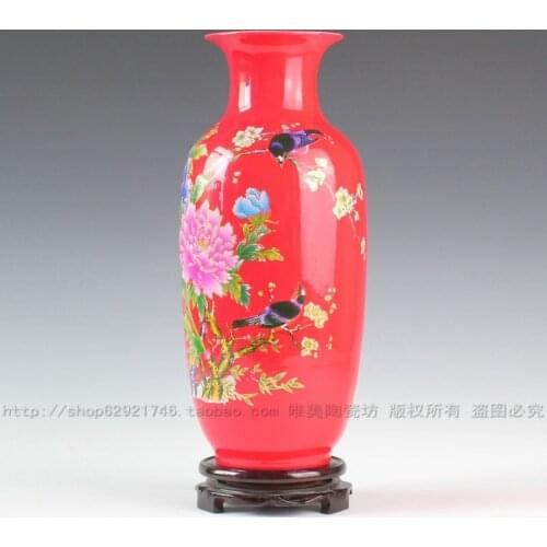 Jingdezhen ceramic vase of porcelain of China red vase The plum blossom wedding gift