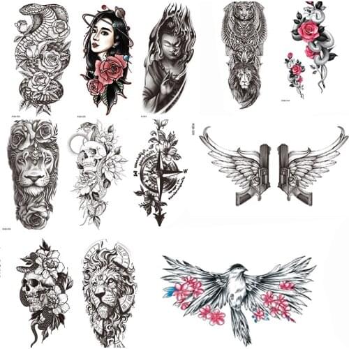 Summer Temporary Tato Stickers Snake Tattoos Waterproof Emporary Ganesha Cross Owl Korean Fake Temporal Tattoo Pain Boy Man Gi