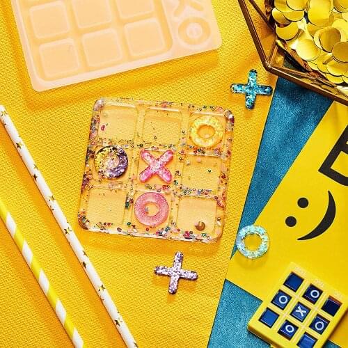 Tic Tac Toe Silicone Molds Board Game Resin Molds XO Silicone Epoxy Resin Casting Molds for DIY Crafts Home Table Game S/M Size