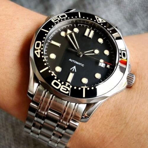 41mm sterile sapphire glass see through back ceramic bezel NH35 Automatic Movement Mens Watch