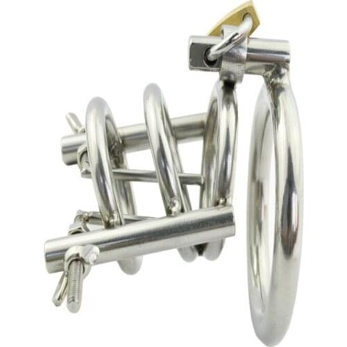 Stainless Steel Male Chastity Device with Urinary Plug,Cock Cage,Chastity Belt,Penis Ring,Adult Game A148