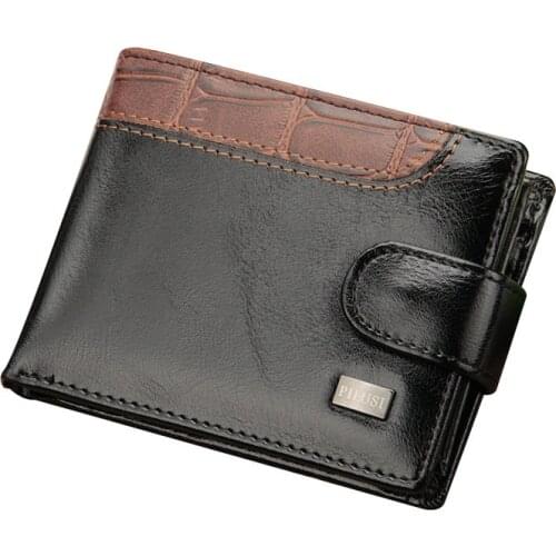 Mens Wallets Patchwork Leather Short Male Purse With Coin Pocket Card Holder Brand Trifold Wallet Men Clutch Money Bag