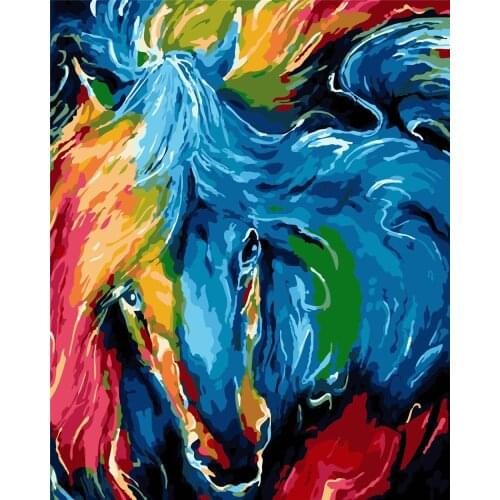 Abstract Horse Painting By Numbers For Adults Natural Scenery Acrylic Peinture Pair Number Canvas Drawing Diy Landscape Decor