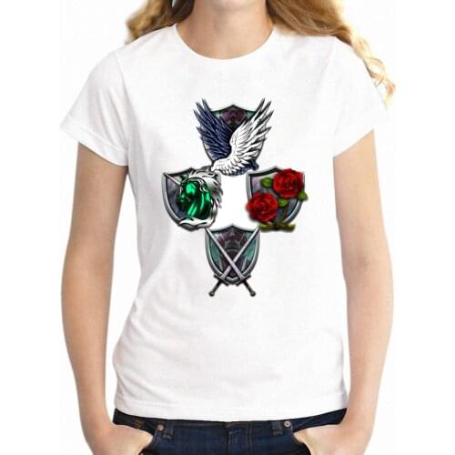 New Womens T-shirt Attack on Titan Shifter Eren Levi Mikasa Emblems Awesome Anime Girls tshirt Harajuku hip hop tees tops