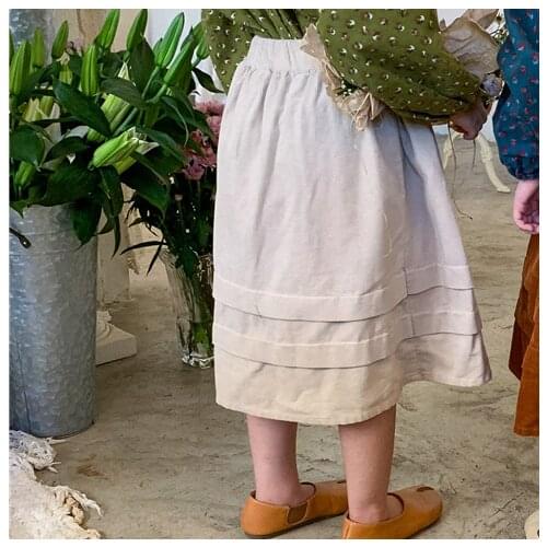 Girls' Skirt Autumn 2021 New Solid Color Simple Design Sense Childrens Casual Korean Corduroy Skirt