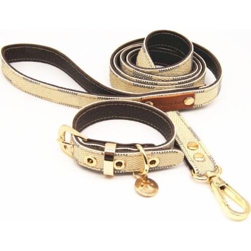 Dog Plaid Collar Leash Set for Small Dogs Leather Flower Print Necklace for Chihuahua French Bulldog Puppy