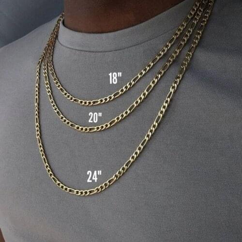 New Gold Color Mens Figaro Chain Necklaces, Casual Stainless Steel Metal Neck Choker for Women, Chic Basic Classic Chain Collar
