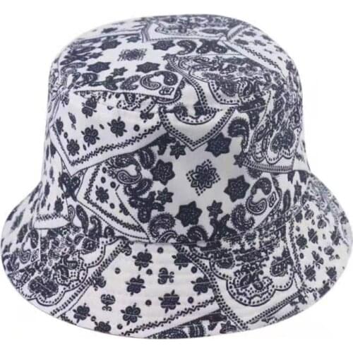 Hot Selling Bucket Hat Women Vintage Printed Double Side Cotton Reversible Sun Protection Caps Mens Panama Hat Fisherman Hats