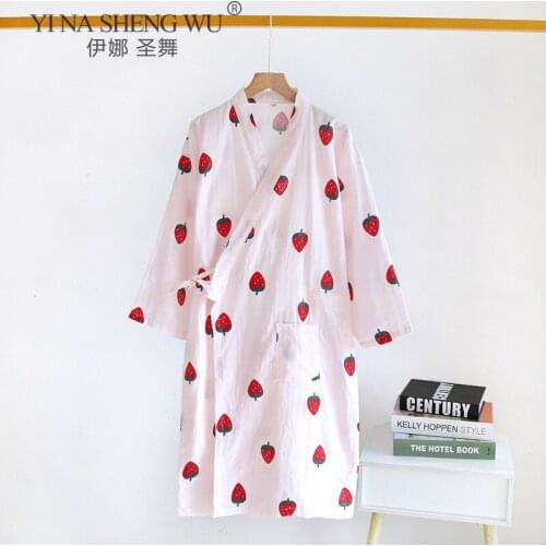 Japanese Style Kimono Pajamas Summer News Pajamas Nightgown Ladies Yukata Homewear Pajamas Women Loose Bathrobe Robe Sleep Dress