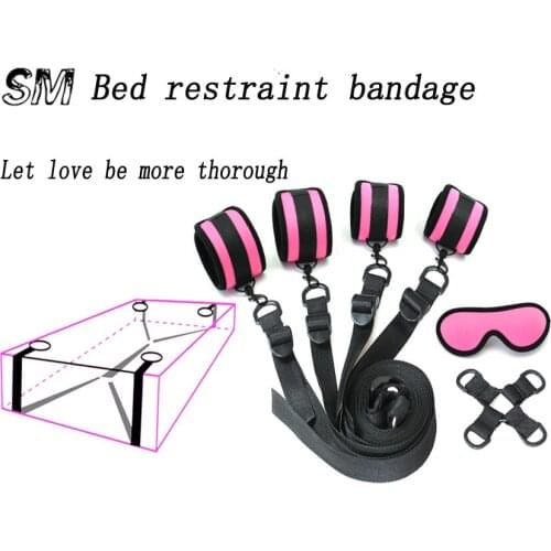 Under Bed BDSM Bondage Restraint System ,Sex Toys for Couples PU leather handcuffs Ankle cuffs Sex Products Fetish Adult Games
