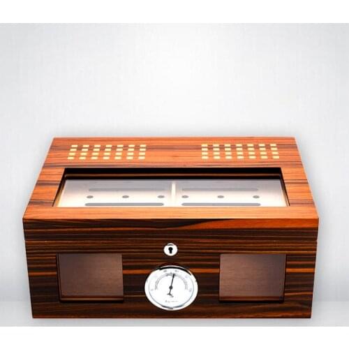 Perspective Window Double Layer Cigars Case Humidor Box Holder Cedar Wood Storage Box Smoking Gift Cigar Accessories