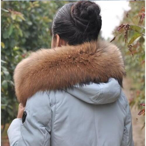 Autumn and winter 100% genuine raccoon fur scarf on hood fur collar on jacket genuine raccoon on coat thicken warm fur scarf
