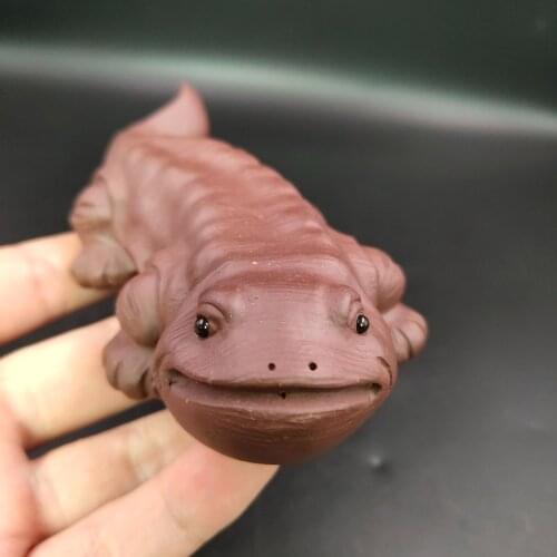 YI XINGpurple clay tea pet giant salamander purple clay ornaments carving can be plastic creative tea tray decoration tea set