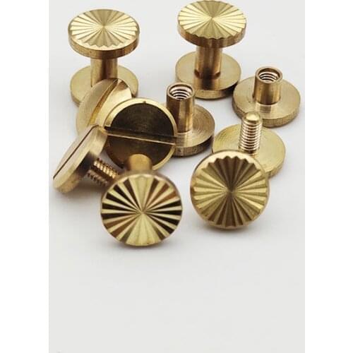 2Sets Solid Brass Sun Flower Pattern Screws Nail Stud Rivets For Photo Album Leather Craft Studs Belt Wallet Fasteners 10mm Cap