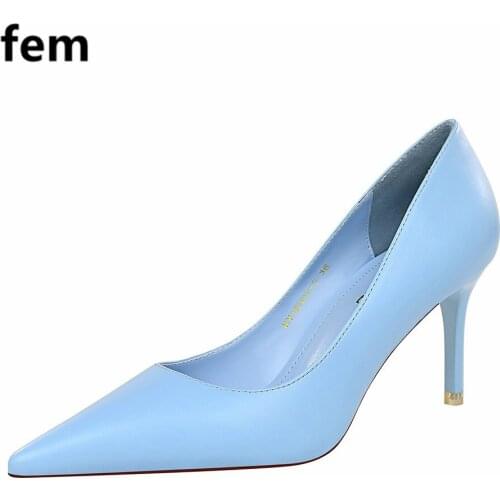 Heels For Women Colorful Fashion Pumps Thin Heels Shoes Women Pointed Toe Work Office Ladies 2020 Women Fashion Shoes Cheaper