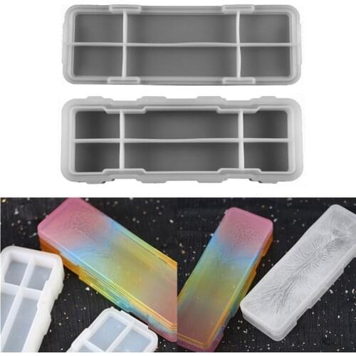 1Set Pen Box Silicone Molds UV Epoxy Resin Mold Stationery Casting Mould for DIY Carft School Office Writing Material Decoration