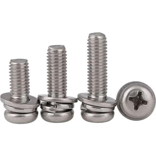 10set M3 M4 M5 M6 Stainless Steel Cross Recessed Pan Head Screws Phillips Screws Assortment Set