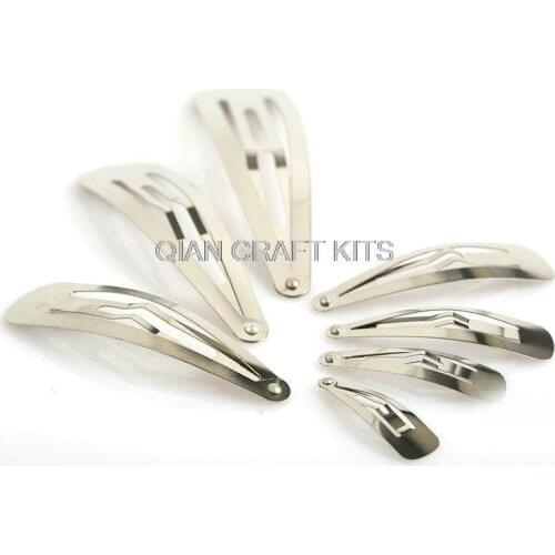 200pcs Hair Snap Clips Barrettes Silver Plated Steel Hair Accessories Components (3cm-8cm)mixed sizes sampler