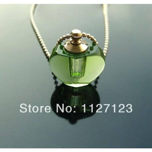 25pcs/lot green apple Rice vials pendants rice vial pendant perfume empty glass bottle glass spray perfume bottle
