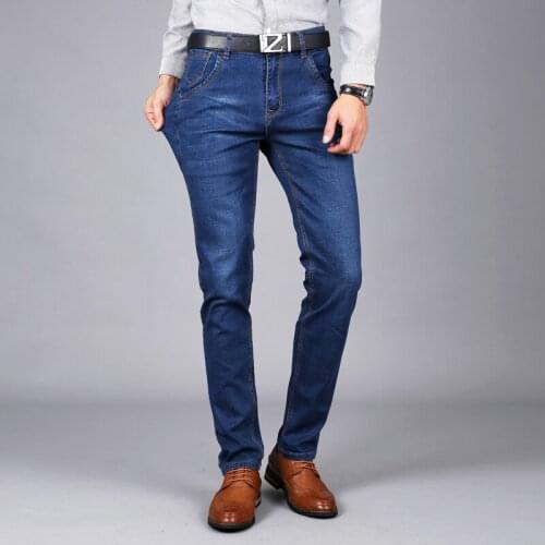 3 Colors Classic Style Men Thin Jeans Summer New Style High Quality Elastic Force Slim Fit Brand Pants Blue Light Blue Trousers