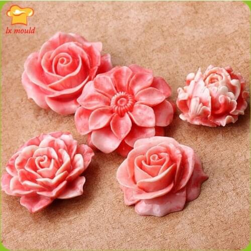 DIY Rose Camellia lotus bud Sunflower dry Pace mold fondant cake mold clay mold