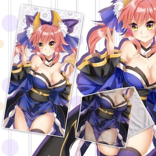 Anime JK Fate Grand Order EXTRA Tamamo no Mae Cosplay FGO Beach Face Bath Towel Cartoon Washcloth Facecloth Soft