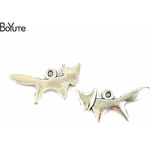 BoYuTe (100 Pieces/Lot) 11*20MM Wholesale Diy Accessories Antique Bronze Silver Plated Metal Cat Charms for Jewelry Making