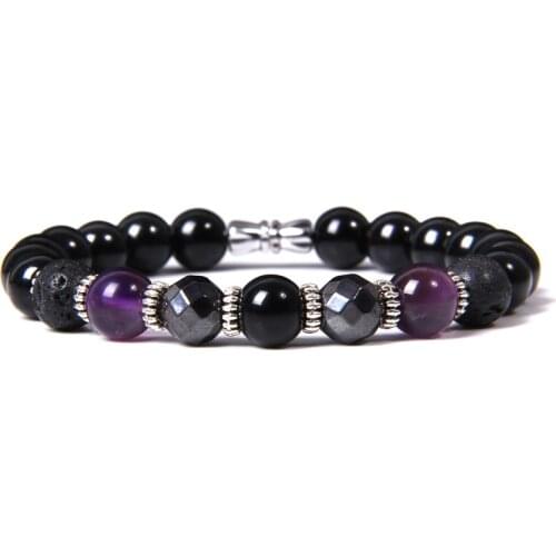 8mm faceted Hematite amethysts red tiger eye gem stone beaded bracelet for women men healing lucky health jewelry dropshipping