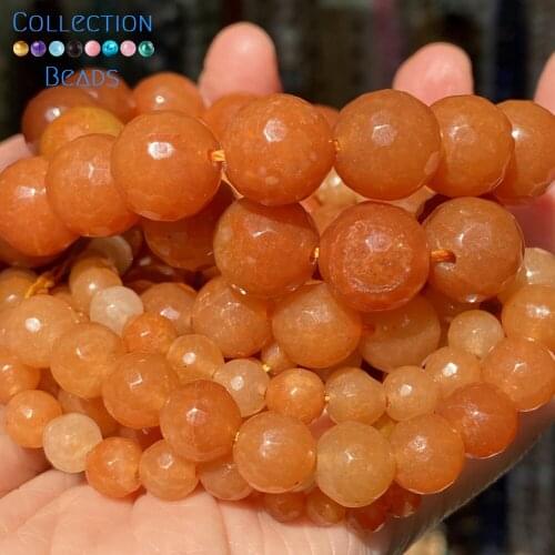 Natural Faceted Red Aventurine Stone Spacer Loose Round Bead For Jewelry Making 4-12 MM DIY Bracelets Accessories Wholesale 15"