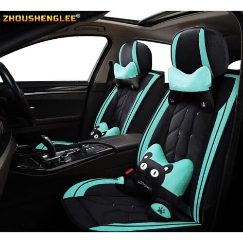 ZHOUSHENGLEE Front Rear Luxury Leather car seat cover For mazda premacy acura mdx changan cs75 seat cordoba fiat panda kia mohav