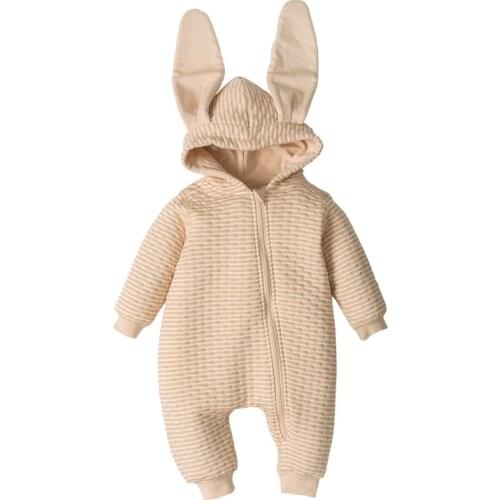 Baby Bunny Ear Rompers Infant Rabbit Jumpsuit Outfit Cotton Boys Girls Hare Playsuits Hooded Clothes Bunny Pajamas Ruffle Romper