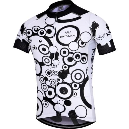 KEYIYUAN Summer Men Cycling Jersey Clothes Tops Short Sleeve MTB Bicycle Shirt Breathable Reflective Camisa Bike Masculino