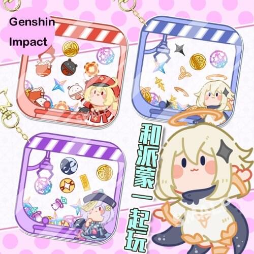 Hot Anime Genshin Impact Klee Qiqi Paimon Cute Keychain Shake Fighter Bag Pendant Cartoon Keyrings Student Toy Cosplay Gifts