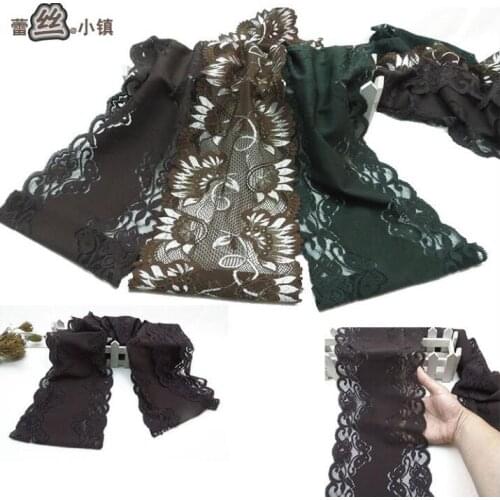 2 Meters Exquisite Elastic Stretch Lace Trim16cm Width Stretchy Coffee Green Lace Fabric DIY Craft Sewing Accessories